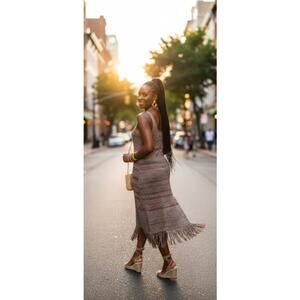 Turn heads in this vibrant and stylish Future Collective crochet knit dress!